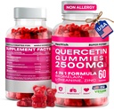 Quercetin Gumies - 2500MG Quercetin Bromelain L- teanine & Cink - Tiszta kiegészítése az immunrendszer tüdő és allergia támogatás - Immunity Booster Vegan kiegészítők gyerekeknek és felnőtteknek - Készült az Egyesült Államokban
