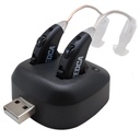 Digitális halláserősítő - Rehartensive Premium BTE Personal Sound Amplifier Pair USB dokk, A fül hallásjavító eszközök mögött hosszú akkumulátor élet, fekete