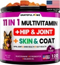 Kutya Multivitamin rágható glükozamin - Kutya Vitaminok és kiegészítők, Senior & Puppy Multivitamin kutyáknak - Pet Chondroitin Hip és közös támogató egészség, Immunbooster, bőr, szív, probiotikumok