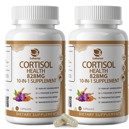 10- IN- 1 Cortisol kiegészítők Magnézium, Ashwagandha, Kamilla, L- Theanine, Foszfatidilserin, lyukaslevelű orbáncfű, Astragalus, C-vitamin & D3, Nők számára, 240 Vegán kapszula 4 hónapig, Non-GMO