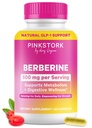 Pink Stork Berberine 500 mg - Napi AMPK Metabolikus Aktivátor - 500 mg Metabolizmus + Gut Health Support for Women - Third- Party Tested - Vegan - Non-GMO - 30 kapszula