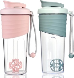 Shaker üveg fehérje mixes 24 oz (2 Pack), Protein Shaker palackok Whisk Ball, Mixer üveg, Protein palack, Portable Pre Workout Whey Protein Drink Shaker Cup Teal
