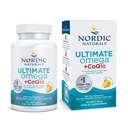 Nordic Naturals Ultimate Omega + CoQ10, Lemon - 60 Soft Gels - 1280 mg Omega3 + 100 mg CoQ10 - Heart Health, Cellular Energy, Antioxidant Support - Non-GMO - 30 Servings