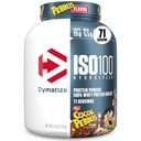 Dymatize x Cocoa Peables ISO100 Tejsavó fehérje por izolátum, 25 g fehérje, 5.5g BCAA, 120 Cal., glutén mentes, 1g Fat, 1g Sugar, 2g Carb (71 Servings)