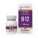 Superior Source No Shot Methylcobalamin B- 12 10000 µg - B- 12 vitamin az energiatermelés támogatására, Brain Health & General Wellness - Sublingual Tablets for Quick Absorption - 30 oldódó tabletta