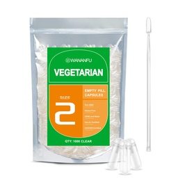 wananfu mérete 2 üres kapszula vegetáriánus (500 gróf) köteg 2 Micro Lab kanál, tiszta tölthető Veggie Pill kapszula mérete 2