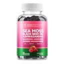 Sea Moss 4000mg Gumies with Ashwagandha, Elderberry, Apple Cider Vinegar, Bladderwrack, Burdock Root - Immuntámogatás - Vegyes Berry Flavor - 60 gróf