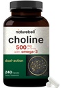 NatureBell kolin kiegészítők 500 mg Omega3 zsírsavak, 240 Capprovement 124; Magas potencia kolin bitartarát - Prenatalis támogatás terhesség alatt - Promotes Energy, máj, agy, & kognitív egészség