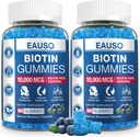 (2 Pack) Biotin Gumies 10,000µg egészséges haj, bőr és köröm felnőttek - 120 Gummies vitamin - Vegan, Nem-GMO, Pectin- alapú haj egészségügyi kiegészítés