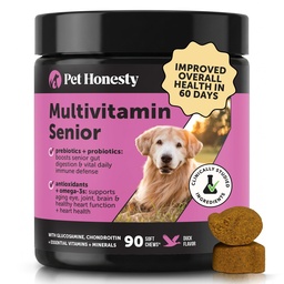 Senior Dog Multivitamin - Essential Dog Vitamins and Supplements - Glukozamin, probiotikumok, Omega Fish Oil for Dogs Health & Heart- Dog Vitamins Health Supplies (Duck 90 ct)