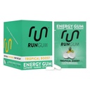 RUN GUM Tropical Boost Energy Chewing Gum 50mg koffein Taurine & B- Vitamins per Piece, 24 Pieces (Pack of 12) Sugar Free, Zero Calorie, No Aspartame, and Gluten Free, 1 ea