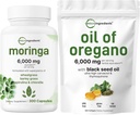 Micro Ingredients Oil of Oregano Softgels 300 Count & Moringa Oleifera 6,000mg egyenértékű 300 Capsule Bundle 2 Pack A124; Carvacrol & Thymokinone