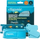 Cliganic szúnyogriasztó csomag (2 karszalag + 4 újratölthető pellet) - Állítható, természetes DEET- mentes, esszenciális olajos infúzió
