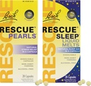 Stress & Alvás Bundle, Bach RESCUE Pearls, Natural Stress Relief [és] RESCUE Sleep Liquid Olvadék, Natural Sleep Aid - 2- Pk, Homeopátiás virág esszencia