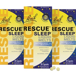 RESCUE Bach alvó folyékony olvadék, természetes narancs vanília flavor, természetes alvási támogatás, stressz enyhítése, Homeopátiás virág esszencia, mentes a melatonin, nem-alkohol, 3 csomag, 28 gróf minden