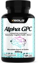 Alpha GPC kolin 600mg, 99% Tiszta Nootropikus kiegészítés, 120 Veggie kapszula, kognitív erősítő memória, Brain Health & Focus
