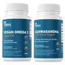 Dr. Tobias Vegan Omega 3 Algae Oil és Ashwagandha kapszula, Támogatja az ellenálló képességet, immunegészség, és az általános Wellness, Non-GMO, Vegan