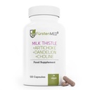 Fürstenmed Milk Thistle articsóka kivonat, Gyermekláncfű Root & Kolin - Normál máj-egészségügyi kiegészítés - Nagyon adagolt 80% Silymarin - Vegán májtámogatás - 120 Non-GMO kapszula