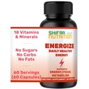 SHIBAA NUTRITION Energy, Natural Daily Energy Vitamins d.m. 124; Jitter- Free, 60 Bourings d.m. 124; Supports Focus, Mood, Brain, Metafter 124; w / koffein & Taurin, B1, B2, B5, B6, B7, B9, B12 Halal Vitamins