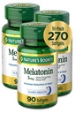 Természet Bounty Melatonin 100% Drug Free Sleep Aid, Diétás kiegészítés, Promotes Relaxation and Sleep Health, 5 mg, 90 gróf, csomag 3