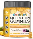 Quercetin Bromelain Gumies gyerekeknek és felnőtteknek - Immune & Seasonal Wellness Support, 800mg Quercetin Gumies Bromelainnel, Cink, Elderberry, C-vitamin & D3 - Sugar Free, Ananász Flavor, 60 Ct
