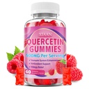 Quercetin Gumies 500mg gyerekeknek és felnőtteknek, Organic Quercetin kiegészítők Bromelain Cink C-vitamin és D3 támogatás antioxidáns és immunrendszer egészség, Málna Flavor 60 gróf