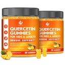 (2 csomag) Sugar Free Quercetin Bromelain Gumies gyerekeknek és felnőtteknek - Immune, Antioxidáns, Szezonális támogatás, 1000mg Quercetin kiegészítők Bromelain, Cink, Elderberry, C D3 E vitamin, 120 gróf