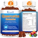 2 Pack Quercetin Bromelain gumival, Quercetin C-vitaminnal Cink & Belserry az immunrendszer és allergia, rágógumi és vegán gumik, vegyes Berry Flavor 120 Ct