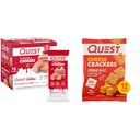Quest Nutrition Frosted Cookie Twin Pack, Strawberry Cake, 1g Sugar, 10g Protein, 2g Net Carbs & Cheese Crackers, Cheddar Blast, High Protein, Low Carb, Made with Real Cheese, 12 Ct
