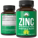 Vegane Zink-Ergänzung mit Vitamin C + Ganze Nahrungsmischung von 25 Gemüse und Früchte für die maximale Absorption. Zink Ergänzungen 30mg Kapseln, Pillen, Tabletten, Vitamine für Erwachsene Sowohl Männer als auch Frauen