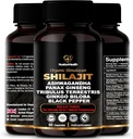 Himalájai Shilajit kapszula Ashwagandha, Ginseng, Tribulus, Ginkgo & Black Pepper - Vegan, gluténmentes botanikai keverék napi Wellness & Vitality - 60 kapszula