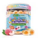 Gyerekek Multivitamin Gummies vassal, 450mg Algae Omega3, metilált B12, folát, fiber 2g, probiotikumok, Magnézium, A, C, D, K, Cink, Gyermekek Vitaminok a növekedésért, agy, szem, bél, immun, cukor mentes