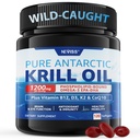 Antarktisz Krill olaj 1200 mg Omega 3 kiegészítés, Omega 3 Krill Oil Softgels w / EPA, DHA, Astaxantin & Foszfolipidek Brain & Antioxidáns, Fenntarthatóan Sourced, Nincs halas utóíz, 120 Softgels