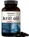 Naturebell Antarktisz Krill olaj 2000mg kiegészítés, 240 Softgels, 3X Strength Natural Source of Omega-3 s, EPA 240mg + DHA 160mg + Astaxanthin 800mcg - No Fish Aftertaste - Mercury Free & Non-GMO