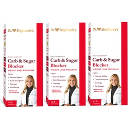 Dr. Stephanie 's Mealtime Carb & Sugar Blocker - Reduce Digested Carbs, Sugars, & Calories, Stimulant- Free (3 csomag)