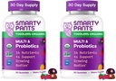 SmartyPants Organic Toddler Multivitamin Gummees: Probiotics, Omega 3 (ALA), D3, C, B12, B6, A, K & Cink, Beta Carotene, Gluten Free, Three Fruit Flavor, (30 napos ellátás), 60 Count (2-es csomag)