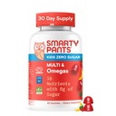 SmartyPants Kids Zero Sugar Multivitamin Gummees: Omega3, Vitamins D, C, A, Plant- based, Gluten Free, Strawberry Banana Flavor, 60 Count (30 napos ellátás)