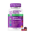 SmartyPants Organic Toddler Multivitamin Gumies: Probiotics, Omega 3 (ALA), D3, C, B12, B6, A, K & Cink, Beta Carotene, Gluten Free, Three Fruit Flavor, 60 Count (30 napos ellátás)