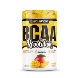 Musclesport BCAA forradalom Aminosav por kiegészítés férfiak és nők - intra edzés képzési komplexum - helyreállítási kiegészítés (Mango Splash, 30 szervizek)