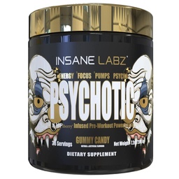 Eszméletlen Labz Pszichotikus Arany, Magas Stimuláns Pre Edzés Powder, extrém Lasting Energy Focus, Pumps és Endurance Beta Alanine, DMAE Bitartrate, NO Booster (35 szervák, Gumi Candy)