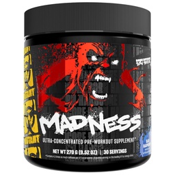 Mutáns Madness A124; Pump Blend Pre Workout Powder Supplement Performance Tartalmazza az L- Citrullin, Beta -Alanine, Taurine, L- Tirozin A124; 30 Serving A124; Blue Raspberry