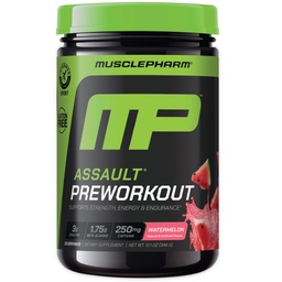Muscle Pharm Assault Pre Workout Powder for Men & Women - Energy & Strength Boost Pre- Edzés kiegészítők Beta Alanine, koffein, Creatine & Betaine Vízmentes - 30 szerváció, Görögdinnye Flavor
