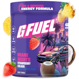 G Üzemanyag Miami Nights 2.0 Energy Drink Powder, Pre Workout koffein Mix játék, Sugar Free Focus Amino, Vitamin + Antioxidánsok, 8.7oz (Strawberry Pina Colada, 40 Servings)