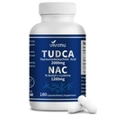 VivoNu TUDCA 2000mg + NAC 1200mg Supplement Complex Capsules, Powerful TUDCA Bile Salt + N Acetyl Cystein, Antioxidáns kiegészítők máj & tüdő & epehólyag tisztítás, emésztés - 180 kapszula