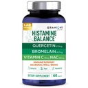 Granions hisztamin egyensúly komplex - Quercetin Bromelain, NAC és C-vitamin - D-Hist szezonális hisztamin blokkoló és immun kiegészítő felnőttek és gyermekek számára - 60 Vegan kapszula