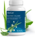 AloeCure Natural Melatonin + Collagen szerves Aloe Vera - Natural Sleep Aid Supplement for Refful Nights - Collagen Complex for Joint Strength, Skin Elasticity, Hair & Nail Growth, 30 kapszula