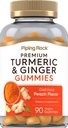 Piping Rock Turmeric and Ginger Gummeans - 124; 90 Count - 124; Peach Flavor