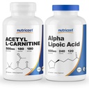 Nutricost Alpha Lipoic Acid 600mg, 240 Caps & Acetyl L- karnitin 500mg, 180 Caps