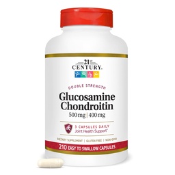 21. századi kettős erő Glucosamine Chondroitin (210 gróf), Diétás kiegészítés közös & porc egészség, Támogatja az aktív életmód, Non-GMO, gluténmentes közös kiegészítők férfiak és nők