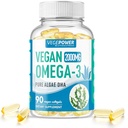 Vegan Omega3 Algae DHA kiegészítők - 2000mg Algae Oil, Plant- alapú Prenatalis Algal DHA, 90 Carrageenan Free Softgels - Fenntartható halolaj Alternatív Támogató Agy, Szív, Szemek, Közös Egészségügy